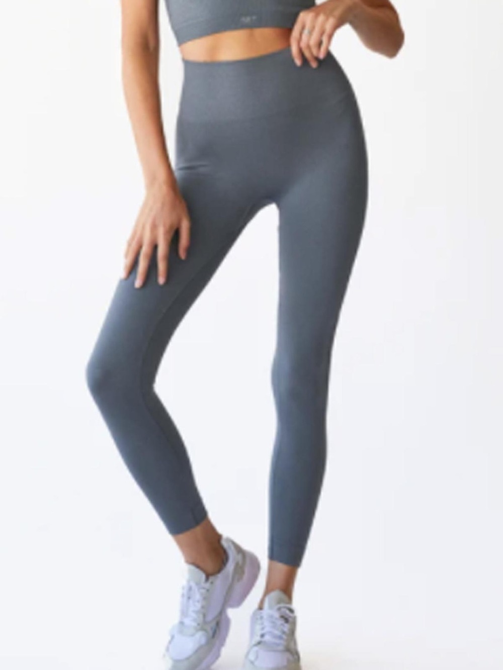 SET Active Grey Seamless High-Waist Leggings & Racerback Cropped Top